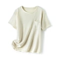 thumbnail image 7 of Casual Women's Loose Comfortable Cotton Short Sleeve Round Neck Blouse Shirt Top, Breathable Solid Color Tunic, Summer Fashion | CSEONE,Gray XL, 7 of 7