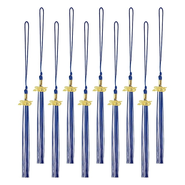 10 diademas con borlas de graduación de 2025 para decoración de birretes académicos. azul