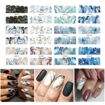 Marbled Floral Nail Water Stickers Full Wrap Self Gel Polish Strips Decals For Women And Girls