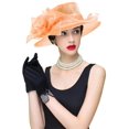 thumbnail image 1 of RZTA Sombrero de vestir de iglesia Kentucky Derby para mujer, ala ancha, flor de hoja, sombrero de despedida de soltera, 1 of 1