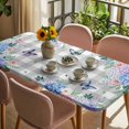 thumbnail image 3 of Watercolor Flowers Table Cloths for 4 Foot Rectangle Tables, Spring Butterflies Floral Gray Plaid Patio Waterproof Elastic Fitted Tablecloths, Washable Rectangular Table Cover for Camping, 3 of 8
