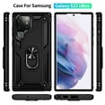 thumbnail image 2 of Compatible with Samsung Galaxy S21 Ultra Protective Case,Heavy Duty Shockproof Armor Phone Case with 360° Rotating Metal Ring Holder Kickstand Military Grade Protection Rugged Cover,Black, 2 of 8