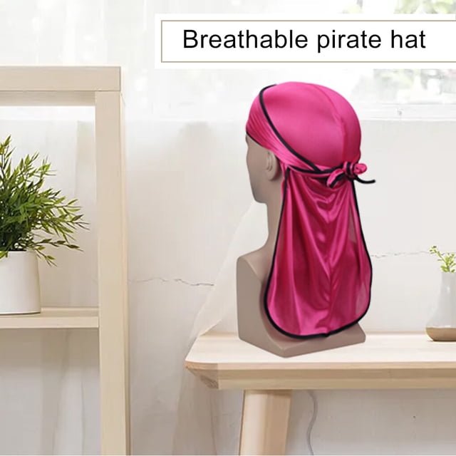 Bonnet Soyeux avec Longue Queue Mode Élasticité Flexible Réglable pour Bikers Amateurs de Hip-hop Décoration Quotidienne Rouge Rose
