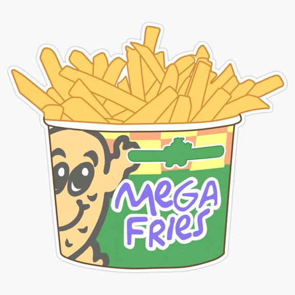 Famous Extra Large Mega Seasoned French Fries Fast Food Diner Box Decal For Water Bottle Sticker