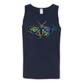 thumbnail image 2 of Wild Bobby, Colorful Rainbow Patterned Butterfly Animal Lover Mens Graphic Tank Top, Navy, Medium, 2 of 3