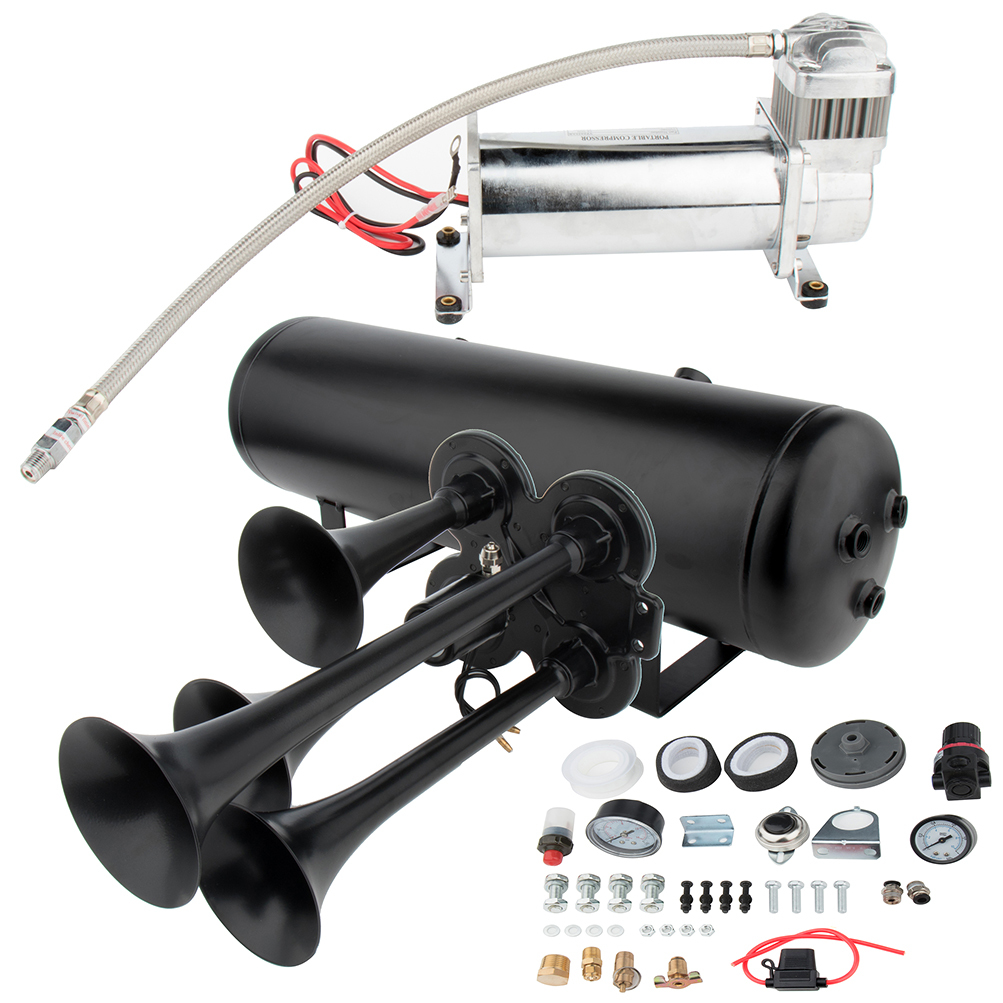 AUTOMUTO Air Horn Kit, 4 Trumpet Electric Train Car Horn Kit with 200