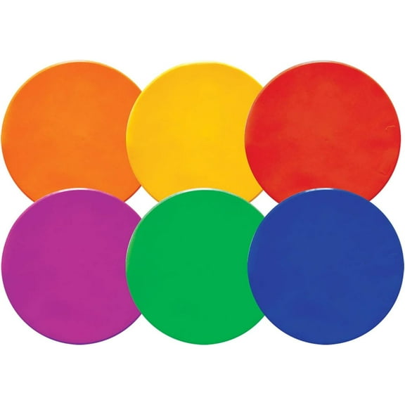 Champion Sports Round Poly Spot Markers for Sports, Activities, and Social Distancing, 10 Inches, Set of 6 - Multicolor
