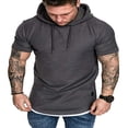 thumbnail image 1 of Men Solid Slub Cotton Short Sleeve Slim Fit Hooded T Shirt, 1 of 5