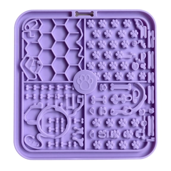 Lick Mat for Dogs & Cats with Suction Cups, Dog Lick Mat for Anxiety Relief, Peanut Butter Licking Pad for Boredom Reducer, Perfect for Bathing Grooming, Purple, 5.91"