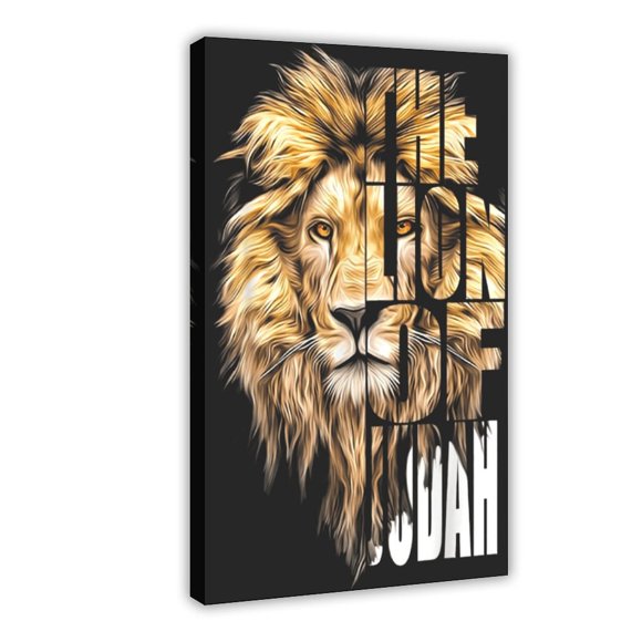 1pc Jesus Lion Of Judah Christian Gift For Men Women Canvas Painting Poster, Pictures Print Wall Art With Inspirational Quotes For Office Bathroom Living Room Decor