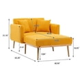 thumbnail image 7 of Teddy Chaise Lounge Indoor with 3 Reclining Angles, Modern Sleeper Chair Bed, Convertible Lounge Chair with Solid Tapered Metal Legs, Modern Tufted Sofa with2 Pillows, for Living Room, Mustard, 7 of 7