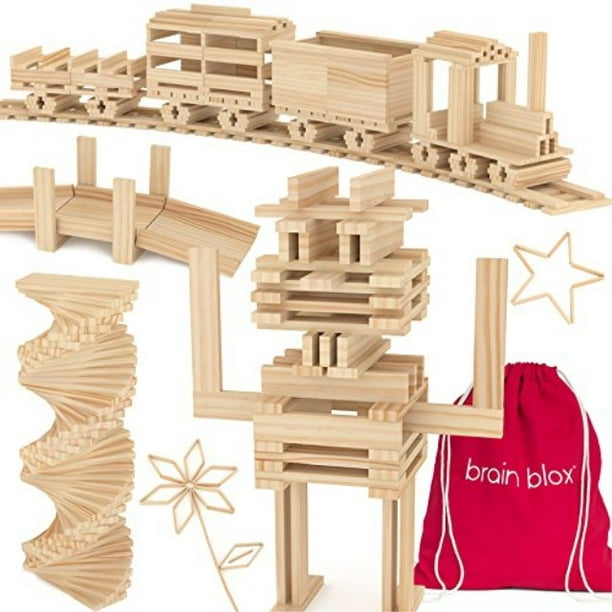 Brain Blox Wooden Building Blocks for Kids Building Planks Set, STEM