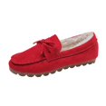 thumbnail image 1 of Zapatos de mujer con lazo acolchado de algodón, otoño e invierno, tacón bajo, suela suave, talla grande 41-43, zapatos de mamá planos cálidos con forro polar, 1 of 6