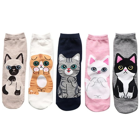 

Tejiojio Women Clothes Clearance Women s Lovely Animal Printing 5 Pairs Of Casual Cat And Dog Socks