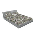 thumbnail image 2 of Flower Fitted Sheet & Pillow Sham Set, Leaves and Blossoming Petals of a Spring Garden Flourishing Ornaments, Decorative Printed 3 Piece Bedding Decor, Calking, Grey Pink and Sage Green, by Ambesonne, 2 of 2