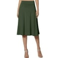 thumbnail image 2 of Midi Flare Skirt for Women Summer High Waisted Basic Solid Knee Length Lightweight Casual Pull on Closure Skirt, 2 of 6