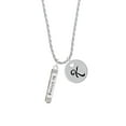 thumbnail image 2 of Delight Jewelry Silvertone Be Strong and Courageous Bar Silvertone Script Initial Disc - K - Charm Necklace, 20"+3", 2 of 4