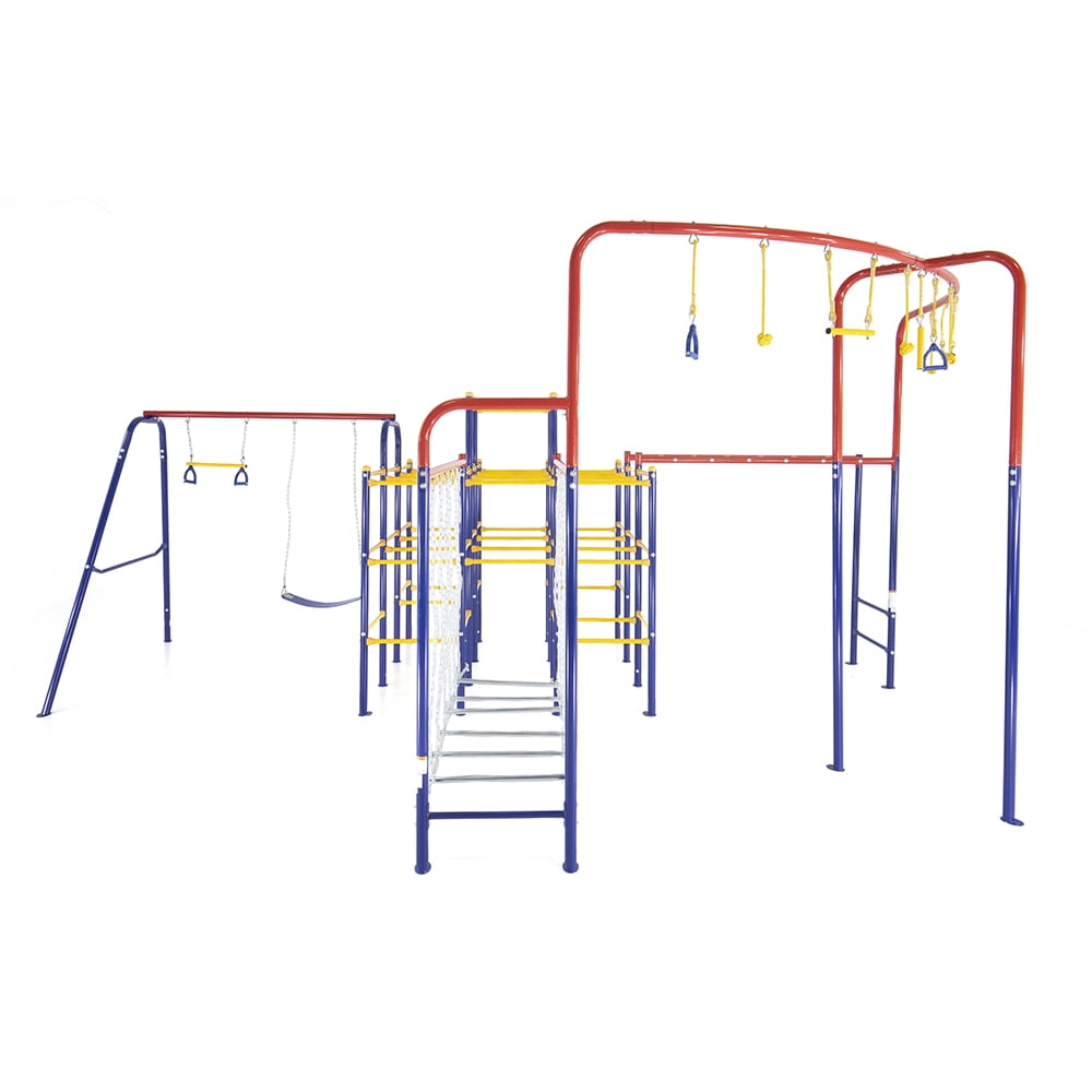 ActivPlay Modular Jungle Gym with Swing Set, Monkey Bar, Hanging Bridge
