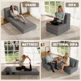 thumbnail image 3 of Folding Sofa Bed, Convertible Sleeper Chair & Couch Bed with Pillow, One-Piece High-Density Sponge Mattress, Multi-Purpose Floor Sofa for Living Room, Office, Dorm, Apartment, 3 of 6