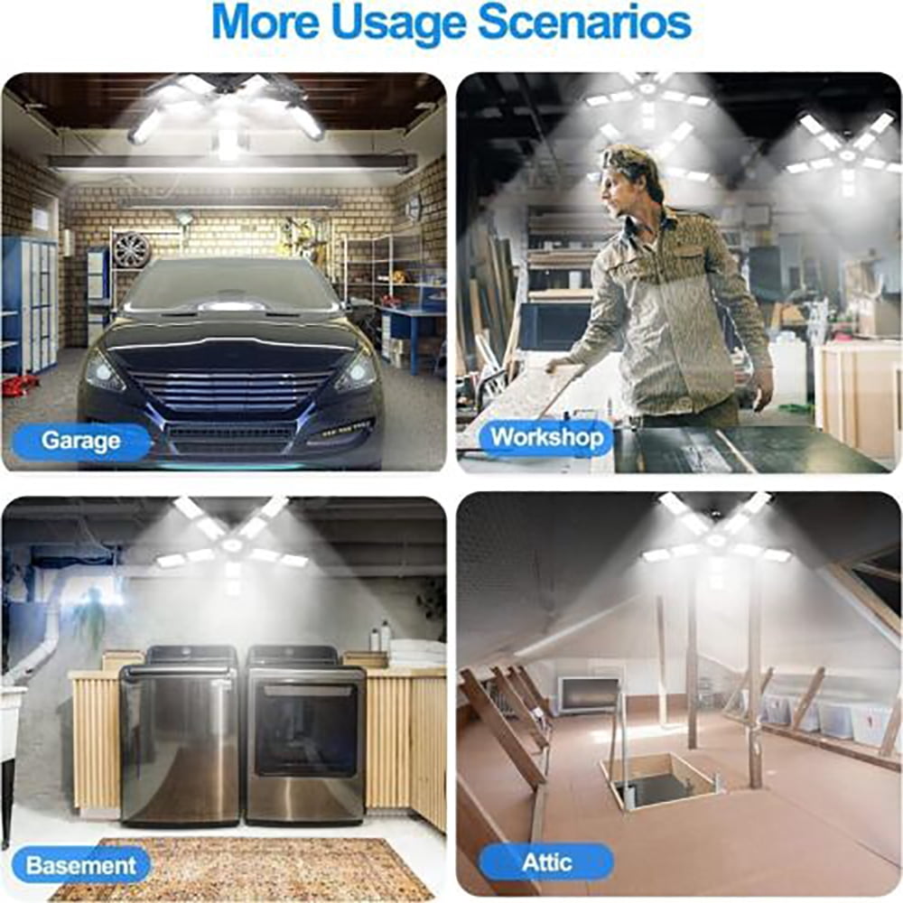 MDHAND 300W LED Garage Light, 30000LM Super Bright, Foldable 5 Adjustable Panels, E26 Base, for Basement Warehouse Shop