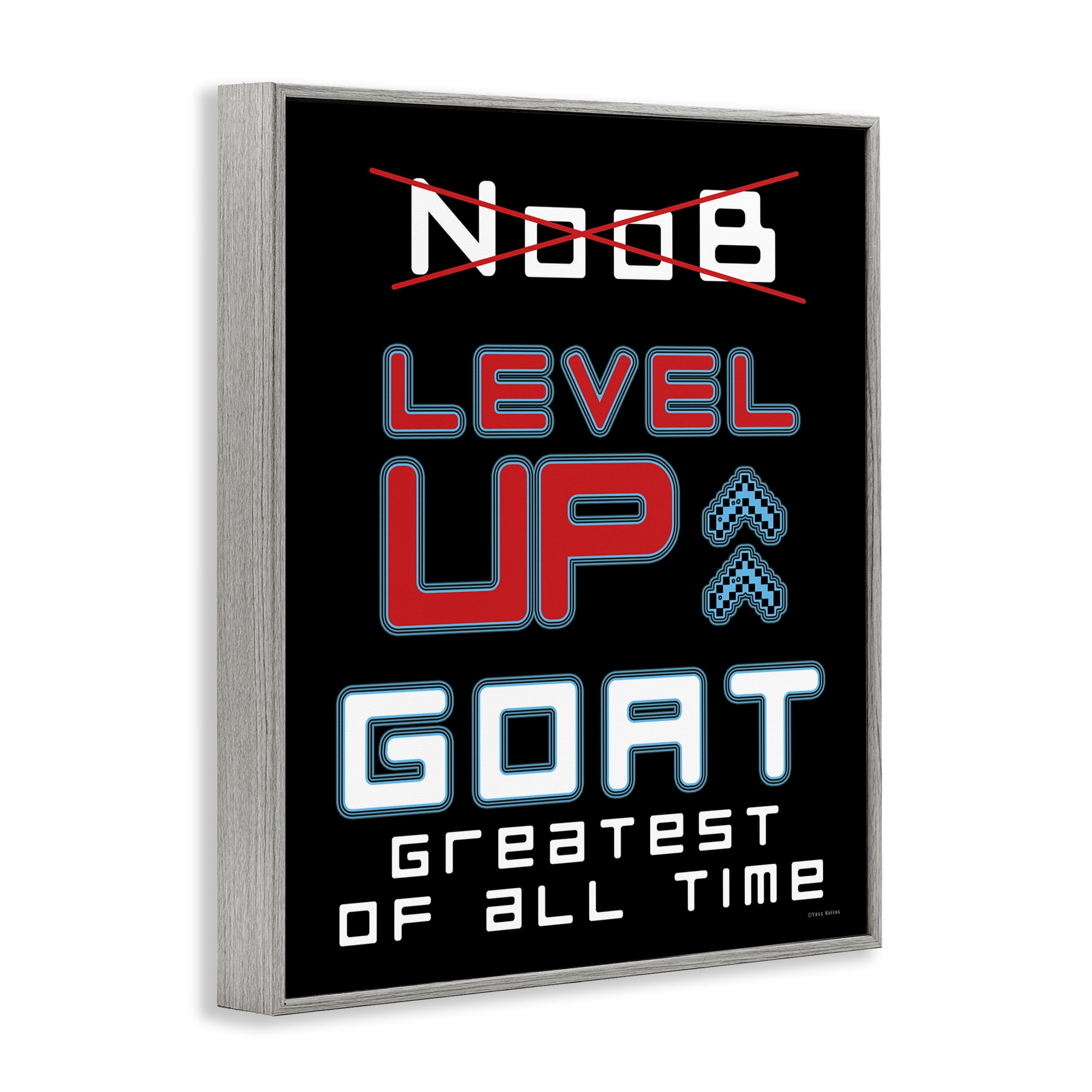 Stupell Industries Greatest Of All Time Gamer Gray Framed Giclee Art, design by Yass Naffas Designs
