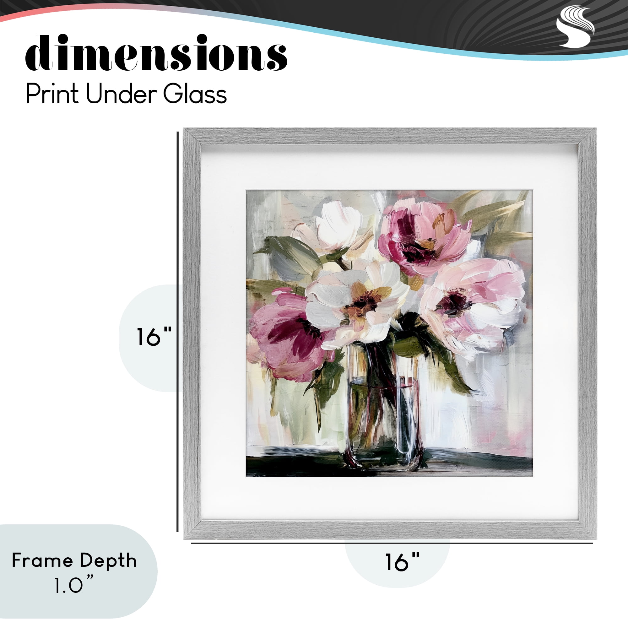 Stupell Industries Resonance Flower Vase Gray Framed Print Under Glass, design by Annabelle Hall