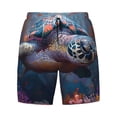 thumbnail image 4 of Lsque Mens Swim Trunks Underwater Lazy Turtle Pattern - Bathing Suit Compression Liner - Beach Swim Shorts Swimwear - (S-3XL) - Stretch Quick Dry -Large, 4 of 9