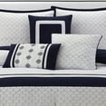 thumbnail image 5 of Lanco 7 Piece White Navy Comforter Set, California King Size Quilting with matching solid piece work, All Season Geometric Bedding, Matching Pillows , Shams , Bed Skirt, 5 of 7