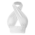 thumbnail image 4 of ZHOGXU Women's Tank Tops Sleeveless Halter Neck Solid Color Backless Comfortable Lightweight Slim Fit Camisole For Daily Wear,White,M, 4 of 8