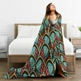 thumbnail image 3 of LNWH Bohemian Abstract Floral Pattern Throw Blanket, Flannel Sofa Blankets for All Seasons, 80"x60", 3 of 8