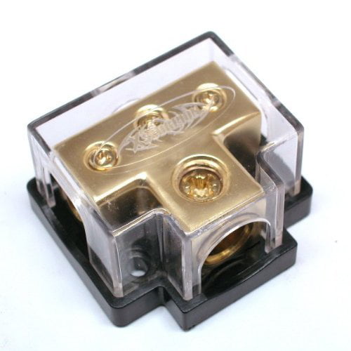 2//4 In /& 4//8 Ga Out w//Adapters 3 3 Car Stereo Gold Power Distribution Block