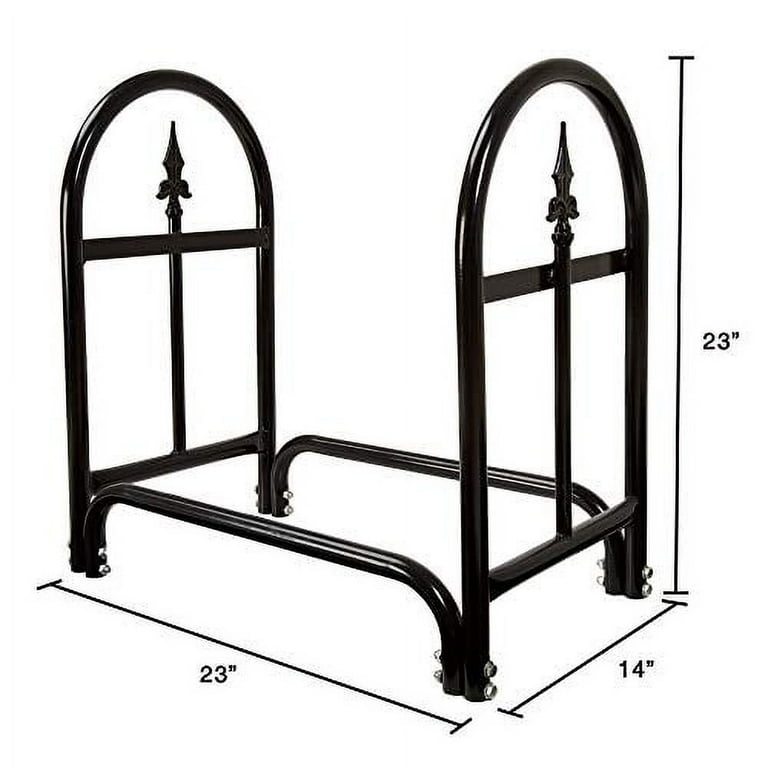 Pure Garden Fireplace Log Rack, Finial Design, Black Pure Garden Fireplace Log Rack, Finial Design, Black