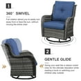 thumbnail image 4 of PARKWELL 5 Pieces Patio Furniture 4-Seat Outdoor Conversation Set with 30" 2 in 1 Propane Fire Pit Table and Deep Seat Swivel Gliders,Gray Wicker and Navy Cushions, 4 of 10
