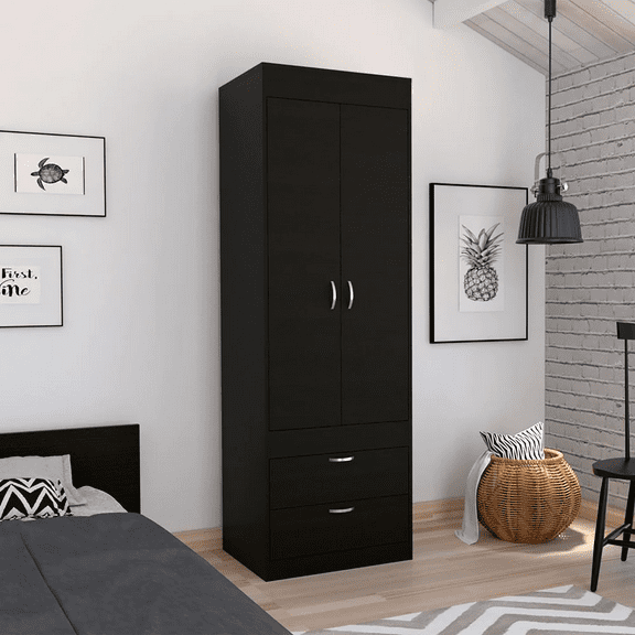 Bedroom Dressers, Black Wengue 2-Drawer Armoire, Chests For Bedroom, Wardrobes For Bedroom,