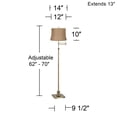 thumbnail image 4 of 360 Lighting Swing Arm Floor Lamp Adjustable Height 70" Tall Antique Brass Natural Burlap Fabric Drum Shade for Living Room Reading Bedroom, 4 of 4
