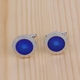 thumbnail image 2 of Gemelos modernos esmaltados en azul para hombre, diseño redondo, 2 of 3