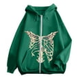 thumbnail image 4 of XIAONU Womens Hoodies Skull Print Zippered Fleece Hoodie Jacket Baggy Long Sleeve With Pockets Drawstring Hoodie, 4 of 4