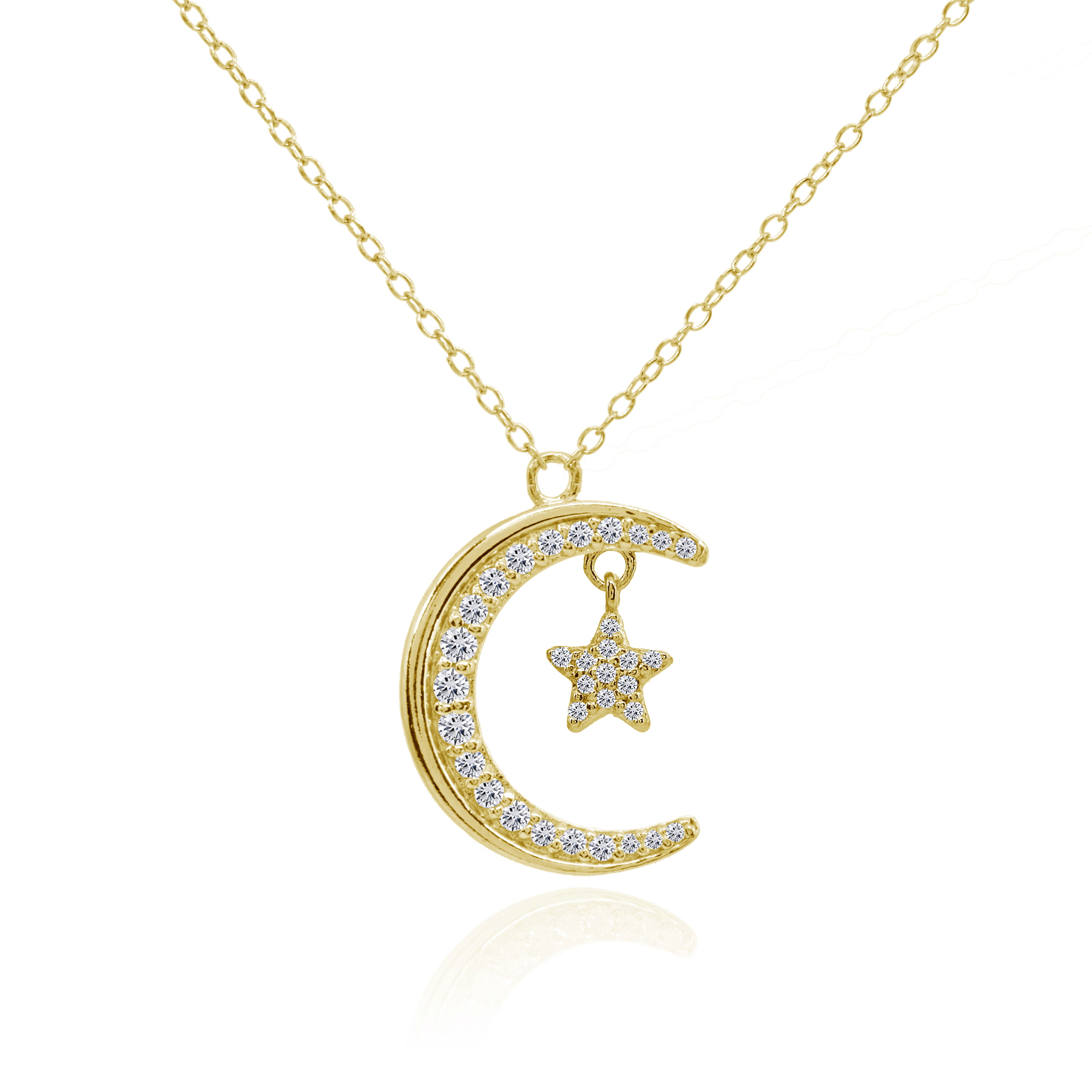 Fashion Women Delicate Jewelry Star Crescent Moon Necklace Pendant Charm Chain 