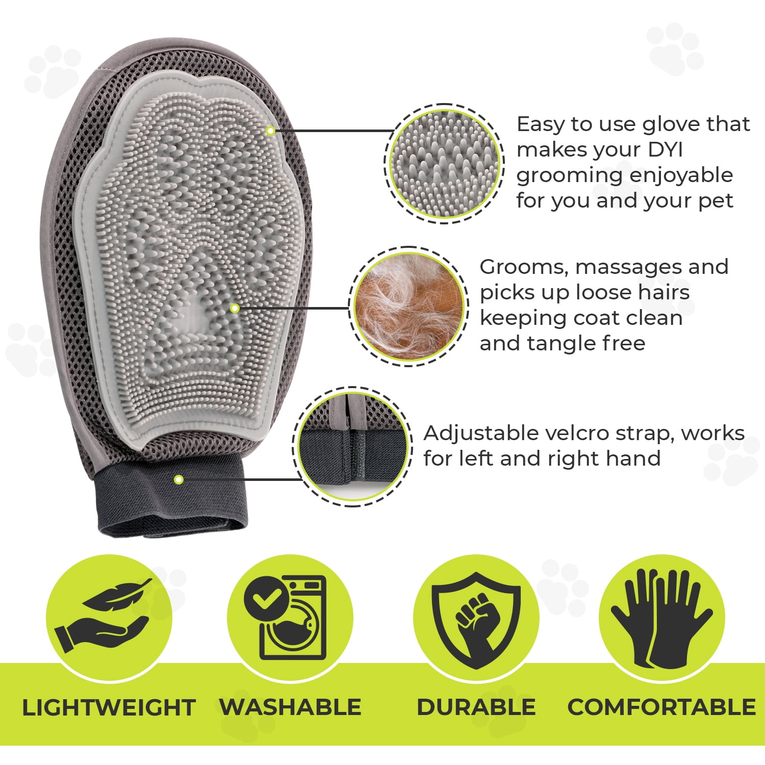 Precious Tails Multi-Purpose 2-in-1 Pet Grooming & Lint Removal Mitt - Gentle on Fur, Effective Hair & Lint Remover for Dogs, Cats, and Home Use