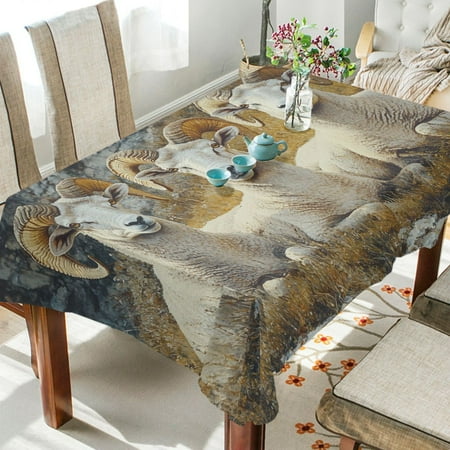 

BZSMCE Square Tablecloth Three Bighorn Sheep Painting Pattern Tableclothes