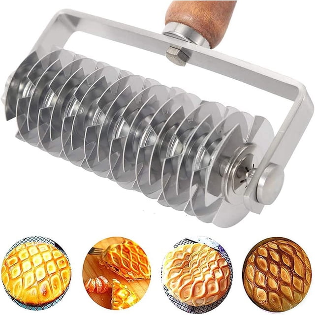 Rodillo de rejilla para masa Sailing cortador de masa acero inoxidable mango de madera