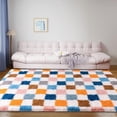 thumbnail image 4 of SARAG Checkered Rug 5x7ft For Living Room, Multicolor Modern Shag Rug Super Soft Washable Indoor Fuzzy Carpet Non-Slip Fluffy Rugs For Bedroom Home Aesthetic Decor, 4 of 9