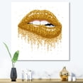 thumbnail image 2 of Designart ' Girl Lips With Glitter Gold Sparkles ' Modern Canvas Wall Art Print, 2 of 4