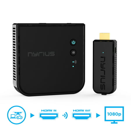 Nyrius ARIES Prime Wireless Video HDMI Transmitter & Receiver for Streaming HD 1080p 3D Video & Digital Audio from Laptop, PC, Cable, Netflix, YouTube, PS4, Xbox One to HDTV/Projector (Best Pc Game Streaming Device)