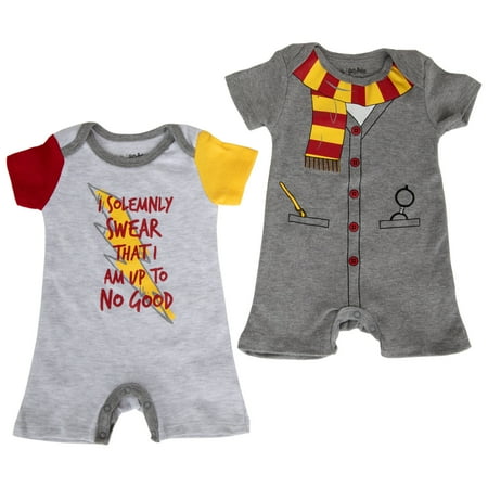 Harry Potter Solemnly Swear Uniform Infant 2-Pack Romper Bodysuit Set-6-9 Months