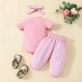thumbnail image 7 of Baby Girl Outfits Short Sleeve Cartoon Bear Embroider Romper Bodysuit Striped Pants Kids Clothes Red 3 Months-6 Months, 7 of 7