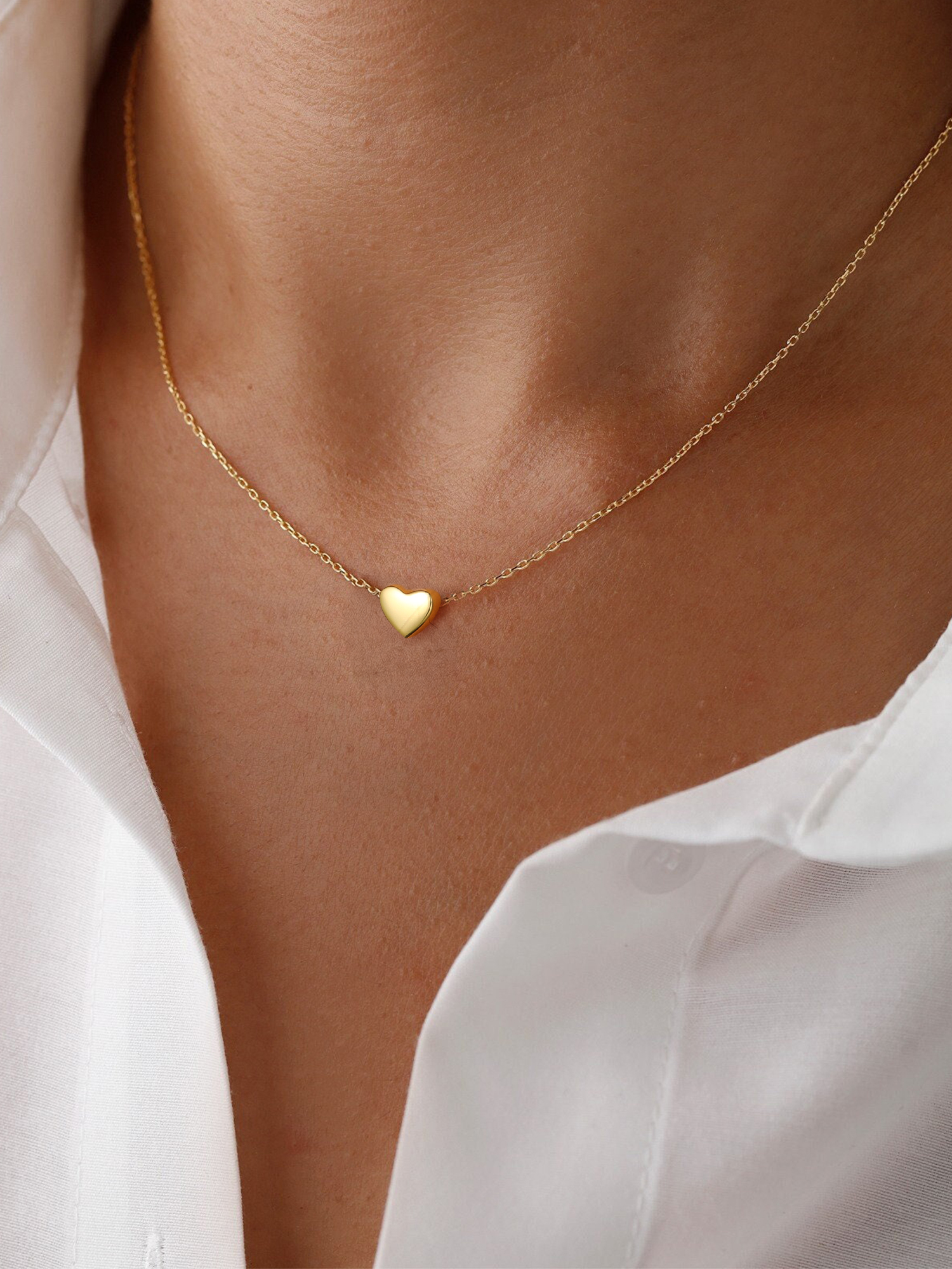 ChicSilver 925 Sterling Silver Heart Pendant Necklaces 14K Gold Plated Dainty Jewelry Valentines Mother's Day Gifts for Women Mom Wife