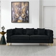 thumbnail image 2 of JERFIT 81" Modern Plush Fabric 3-Seater Sectional Sofa with Lumbar Pillows, Deep Seating for Living Room, Office, Black Teddy, 2 of 10