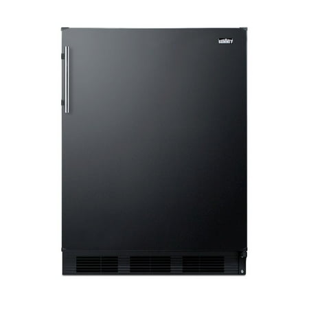 Freestanding counter height refrigerator-freezer for residential use  cycle defrost with deluxe interior and black finish