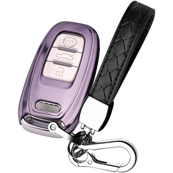 Key Fob Cover Compatible with Fit for Audi A1 A3 A4 A5 A6 A7 A8 Q5 Q7 R8 S5 S7 RS, Key Fob Cover Car Accessories with Keychains Soft TPU Key Case Keychain Case Holder Protector,Black